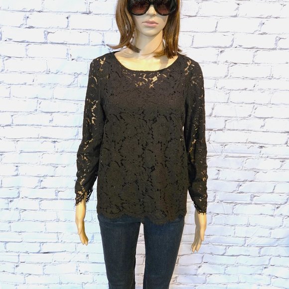 Club Monaco Tops - Boho chic! CLUB MONACO black lace long sleeve blouse, Size: L